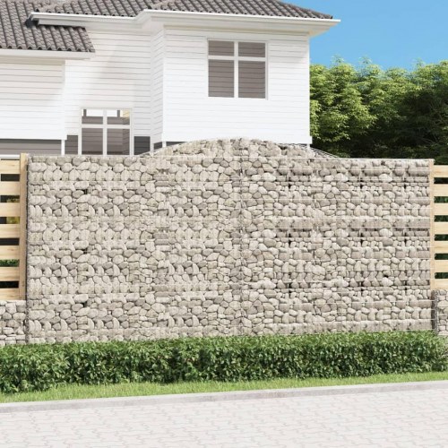 Buede gabionkurve 2 stk. - 400×50×200/220 cm i galvaniseret jern
