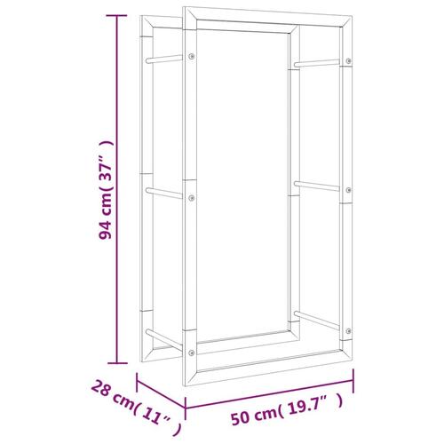 Brændestativ 50x28x94 cm rustfrit stål