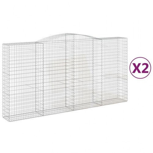 Buede gabionkurve 2 stk. - 400×50×200/220 cm i galvaniseret jern