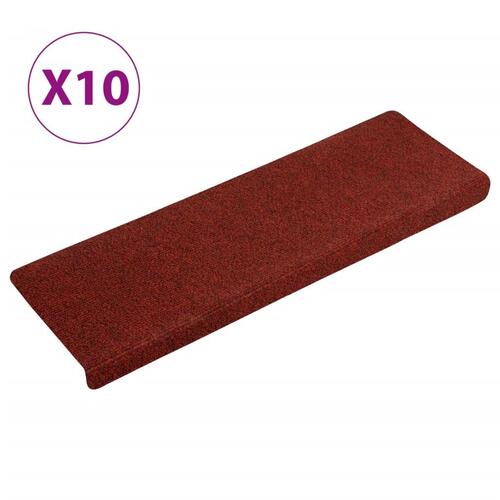 Trappemåtter 10 stk. 65x21x4 cm tuftet bordeauxfarvet