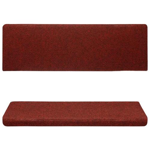 Trappemåtter 10 stk. 65x21x4 cm tuftet bordeauxfarvet