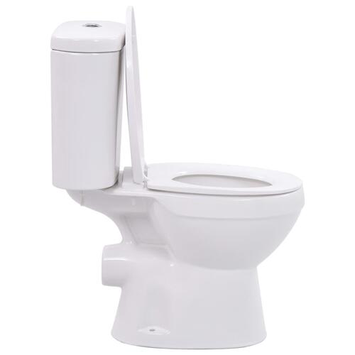 Fritstående toilet m. cisterne og soft close-sæde keramisk hvid