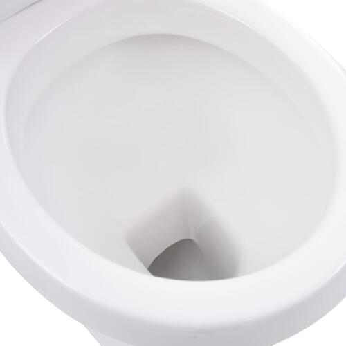 Fritstående toilet m. cisterne og soft close-sæde keramisk hvid