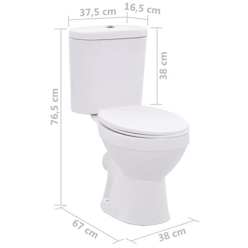 Fritstående toilet m. cisterne og soft close-sæde keramisk hvid