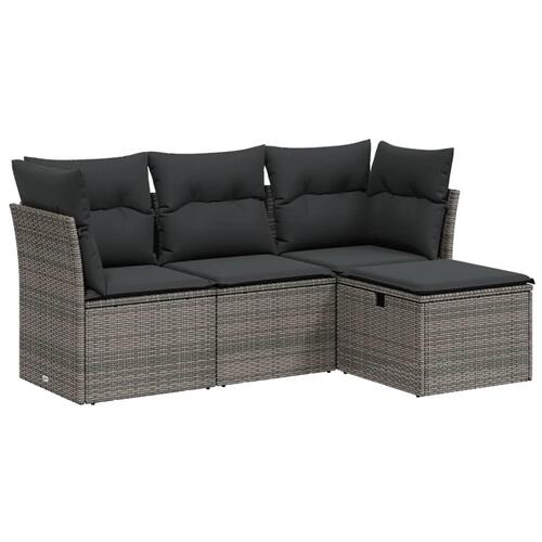 Sofasæt til haven 4 dele med hynder polyrattan grå