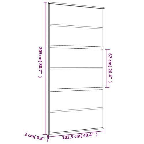 Skydedør 102,5x205 cm klart sikkerhedsglas og aluminium gylden