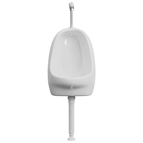 Væghængt urinal med skylleventil keramisk hvid