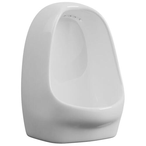 Væghængt urinal med skylleventil keramisk hvid