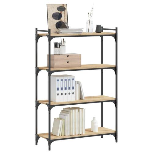 Bogreol 4 hylder 80x30x120 cm konstrueret træ sonoma-eg