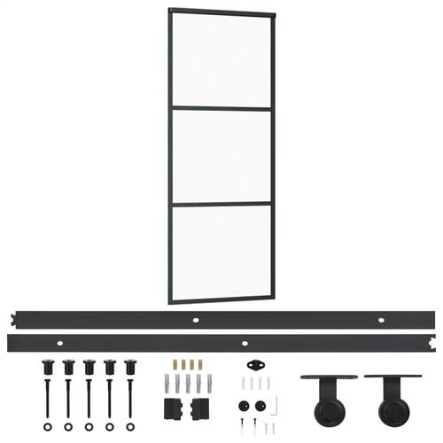 Skydedør m. monteringssæt 76x205 cm sikkerhedsglas og aluminium