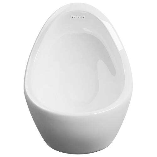 Væghængt urinal med skylleventil keramisk hvid