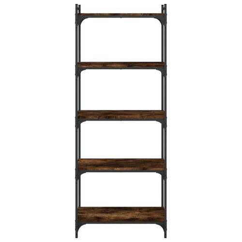 Bogreol 5 hylder 60x30x154 cm konstrueret træ røget eg