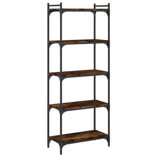 Bogreol 5 hylder 60x30x154 cm konstrueret træ røget eg