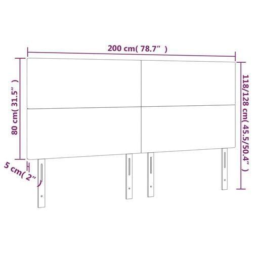 Sengegavl med LED-lys 200x5x118/128 cm kunstlæder hvid