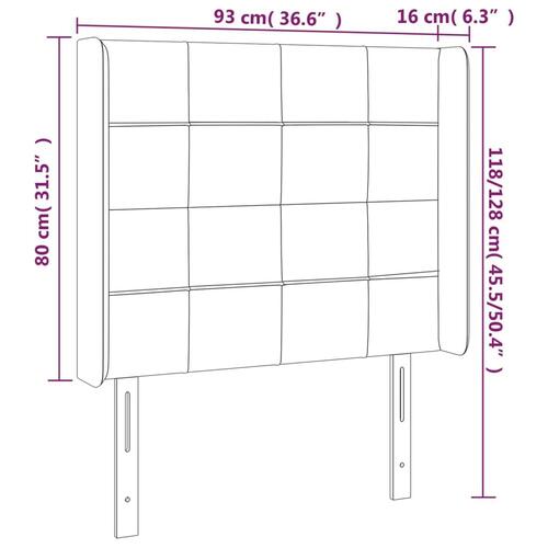 Sengegavl med kanter 93x16x118/128 cm stof cremefarvet