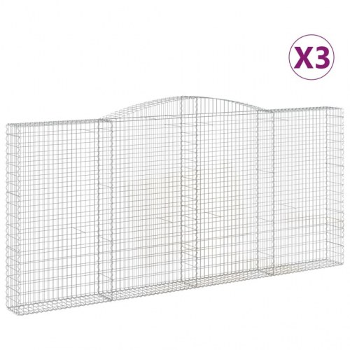 Buede gabionkurve - 3 stk. 400×30×180/200 cm i galvaniseret jern