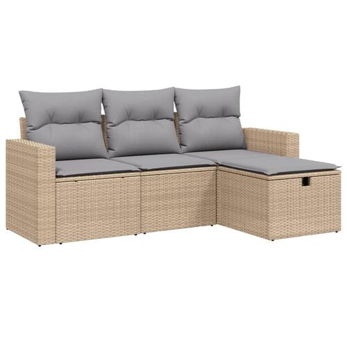 Sofasæt til haven 4 dele med hynder polyrattan beige