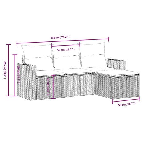Sofasæt til haven 4 dele med hynder polyrattan beige