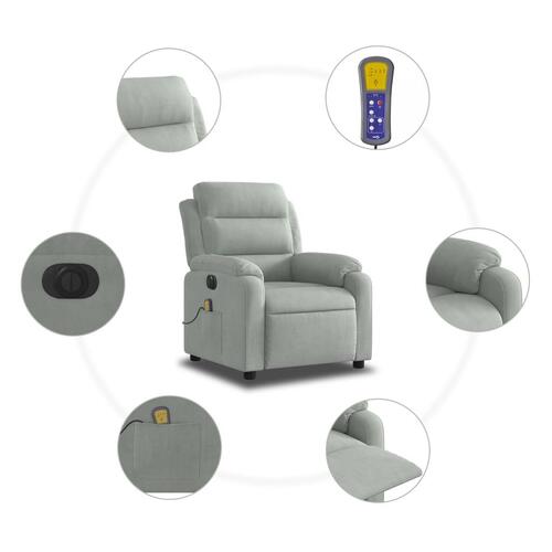 Massagestol velour lysegrå