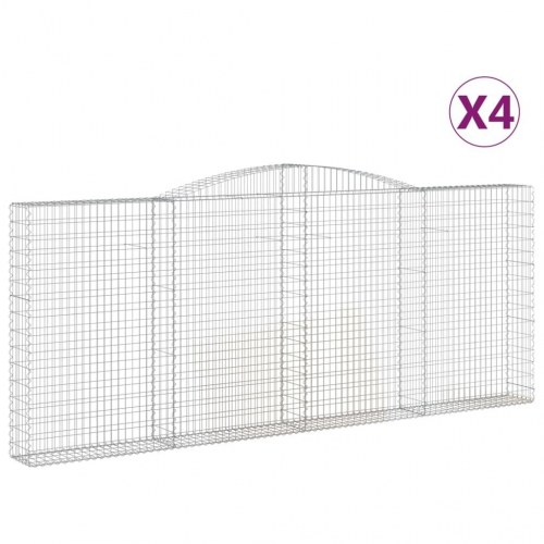 Buede gabionkurve 4 stk. 400x30x160/180 cm galvaniseret jern