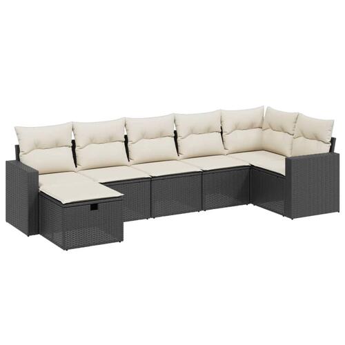 Sofasæt til haven 7 dele med hynder polyrattan sort