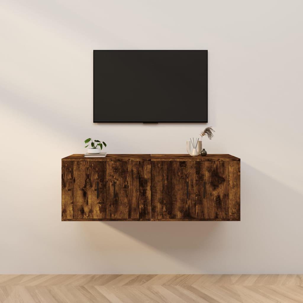 Væghængte tv-skabe 2 stk. 57x34,5x40 cm røget egetræsfarve