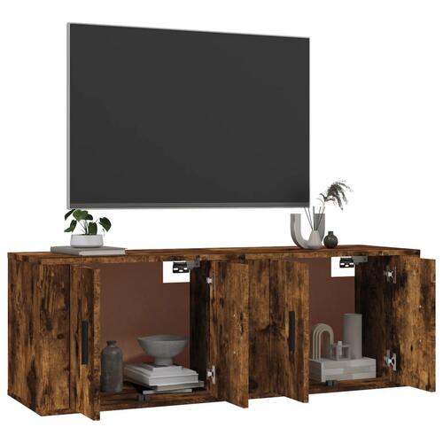 Væghængte tv-skabe 2 stk. 57x34,5x40 cm røget egetræsfarve