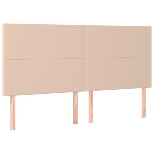 Sengegavl med LED-lys 200x5x118/128 cm kunstlæder cappuccino
