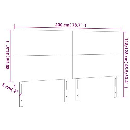 Sengegavl med LED-lys 200x5x118/128 cm kunstlæder cappuccino