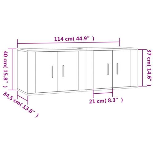 Væghængte tv-skabe 2 stk. 57x34,5x40 cm røget egetræsfarve