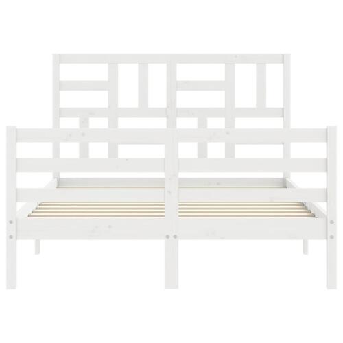 Sengeramme med sengegavl 120x200 cm massivt træ hvid
