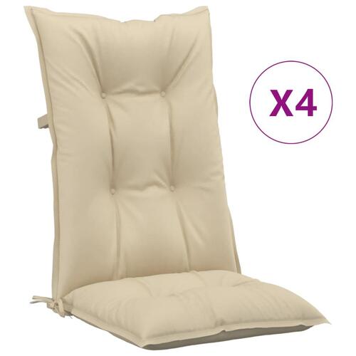 Stolehynder m. høj ryg 4 stk. 120x50x7 cm stof beige