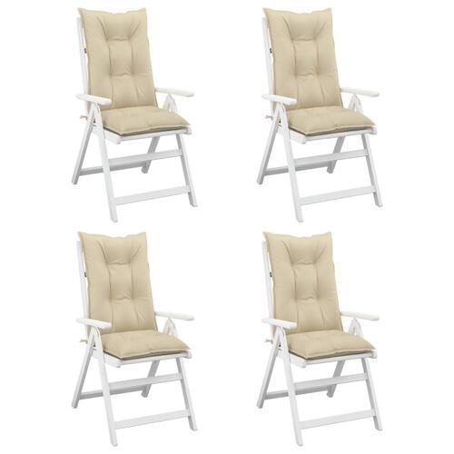Stolehynder m. høj ryg 4 stk. 120x50x7 cm stof beige