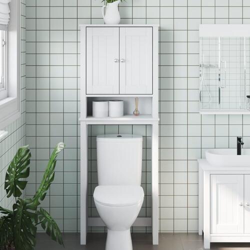 Opbevaringsskab til toilet BERG 60x27x164,5 cm massivt træ hvid
