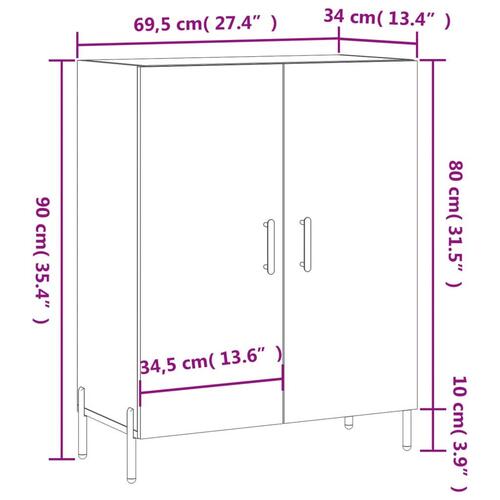 Skænk 69,5x34x90 cm konstrueret træ betongrå