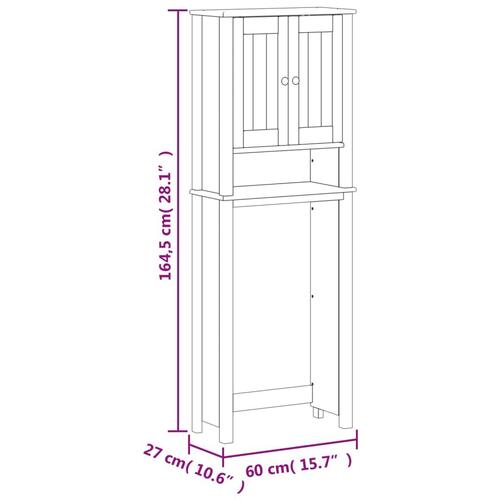 Opbevaringsskab til toilet BERG 60x27x164,5 cm massivt træ hvid