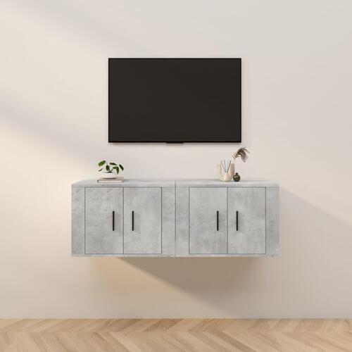 Væghængte tv-skabe 2 stk. 57x34,5x40 cm betongrå