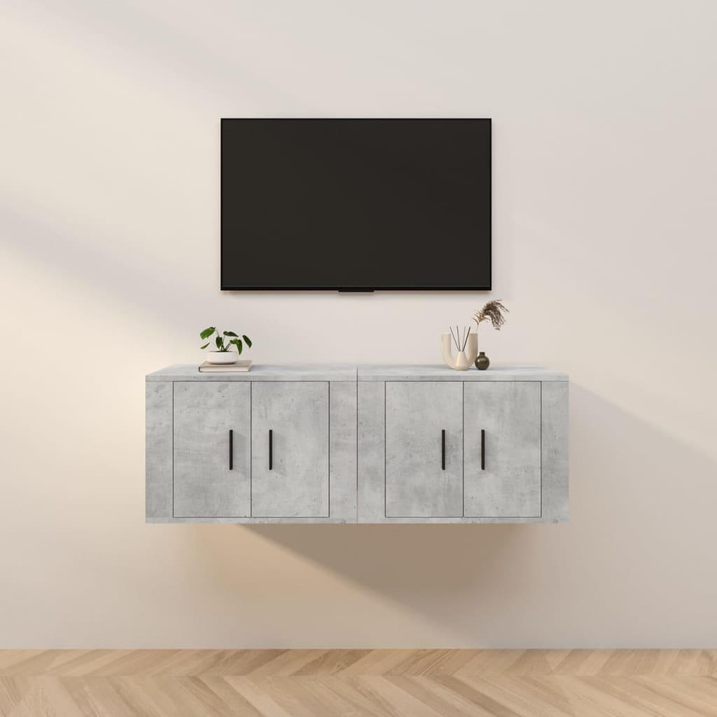 Væghængte tv-skabe 2 stk. 57x34,5x40 cm betongrå