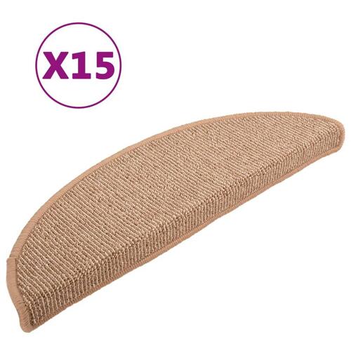 15 stk. trappemåtter 65x21x4 cm lysebrun