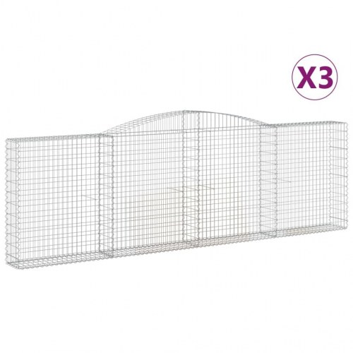 Buede gabionkurve - 3 stk. 400×30×120/140 cm i galvaniseret jern