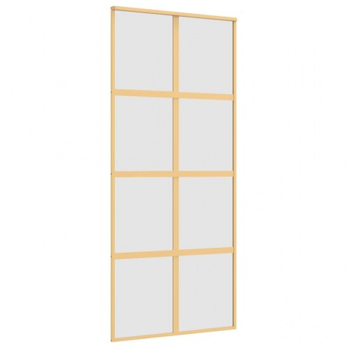 Skydedør 90×205 cm - matteret sikkerhedsglas og aluminium, gylden
