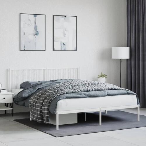 Sengeramme med sengegavl 160x200 cm metal hvid