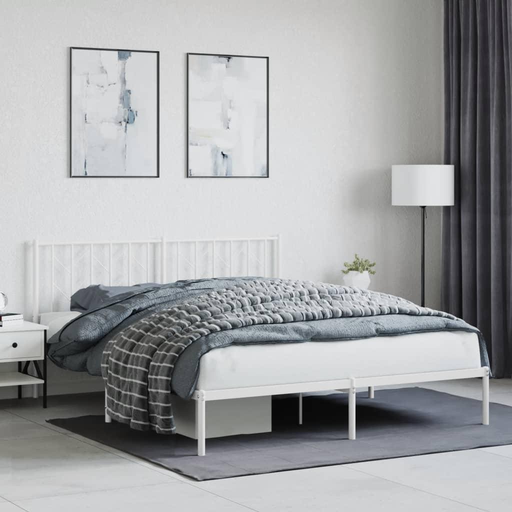 Sengeramme med sengegavl 160x200 cm metal hvid