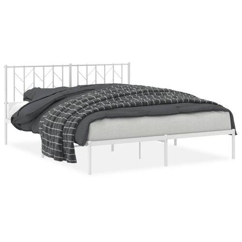 Sengeramme med sengegavl 160x200 cm metal hvid