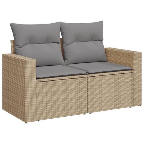 Havesofasæt 10 dele med hynder polyrattan beige