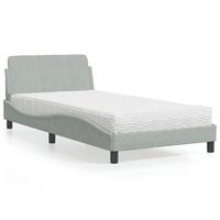 Seng med madras 100x200 cm velour lysegrå