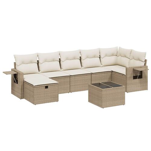 Sofasæt til haven 8 dele med hynder polyrattan beige