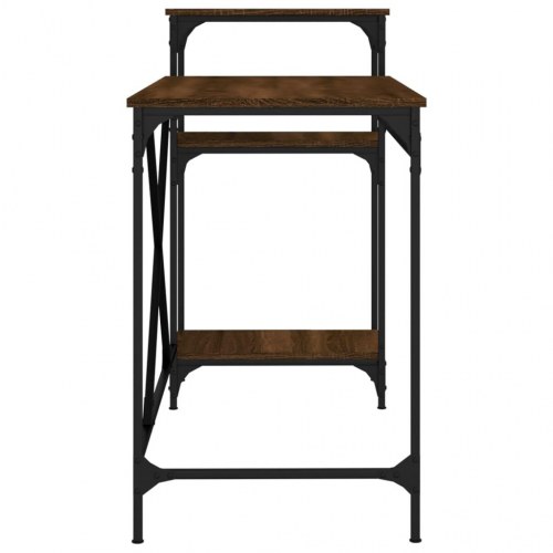 Skrivebord m. hylder 135x50x90 cm konstrueret træ jern brunt eg