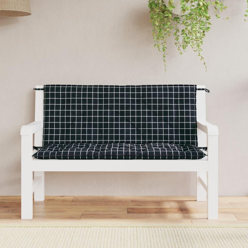 Hynde Til Havebænk 100X(50+50)X7 Cm Oxfordstof - Sort og hvid / 120 cm