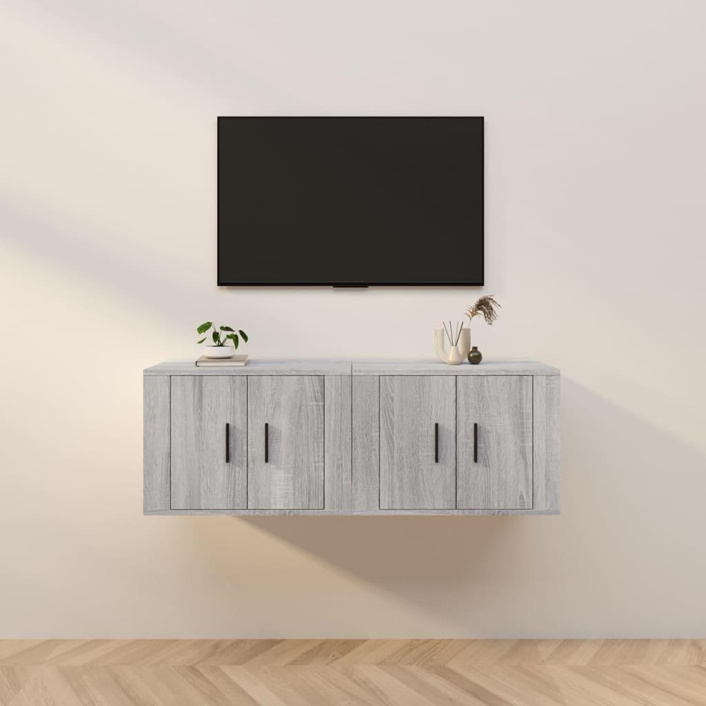 Væghængte tv-skabe 2 stk. 57x34,5x40 cm grå sonoma-eg